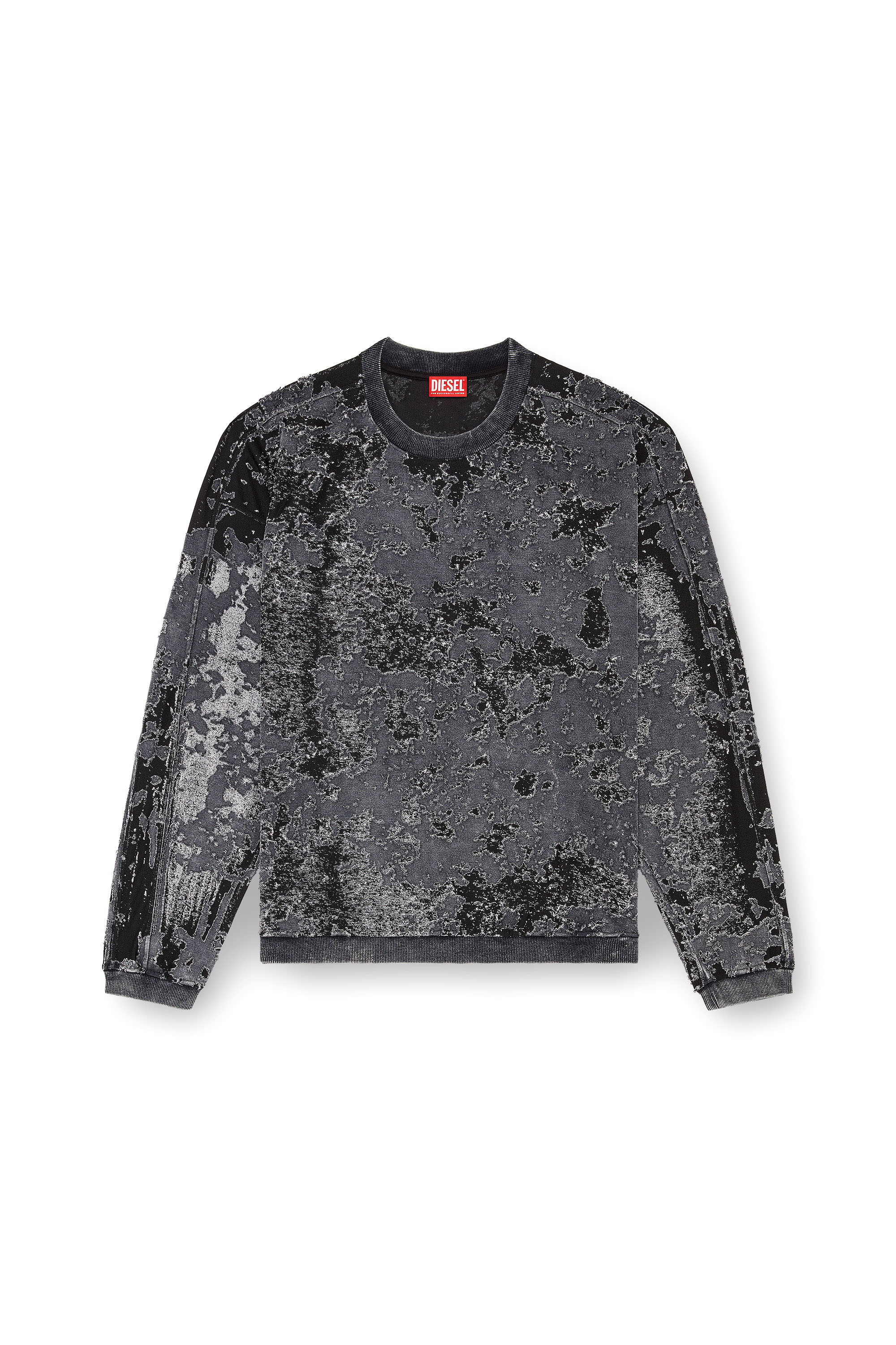 Diesel - S-ARISY, Man's Burnout sweatshirt with camo effect in Black - 3