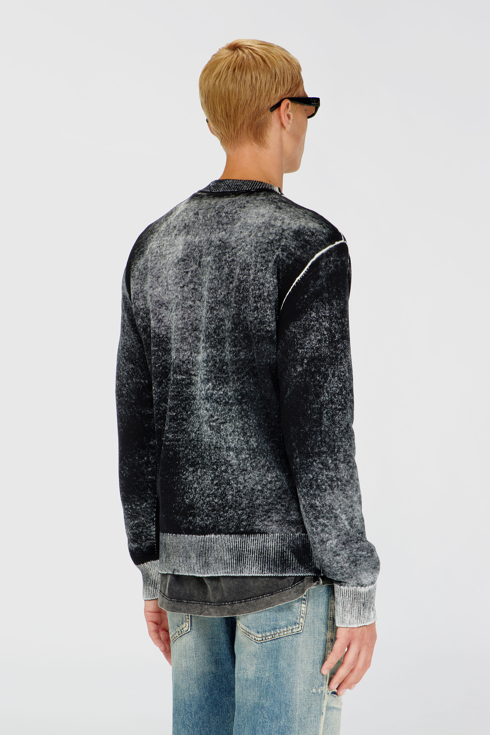 Diesel - K-LAURENT, Man's Jumper with faded reverse print in Black - 4