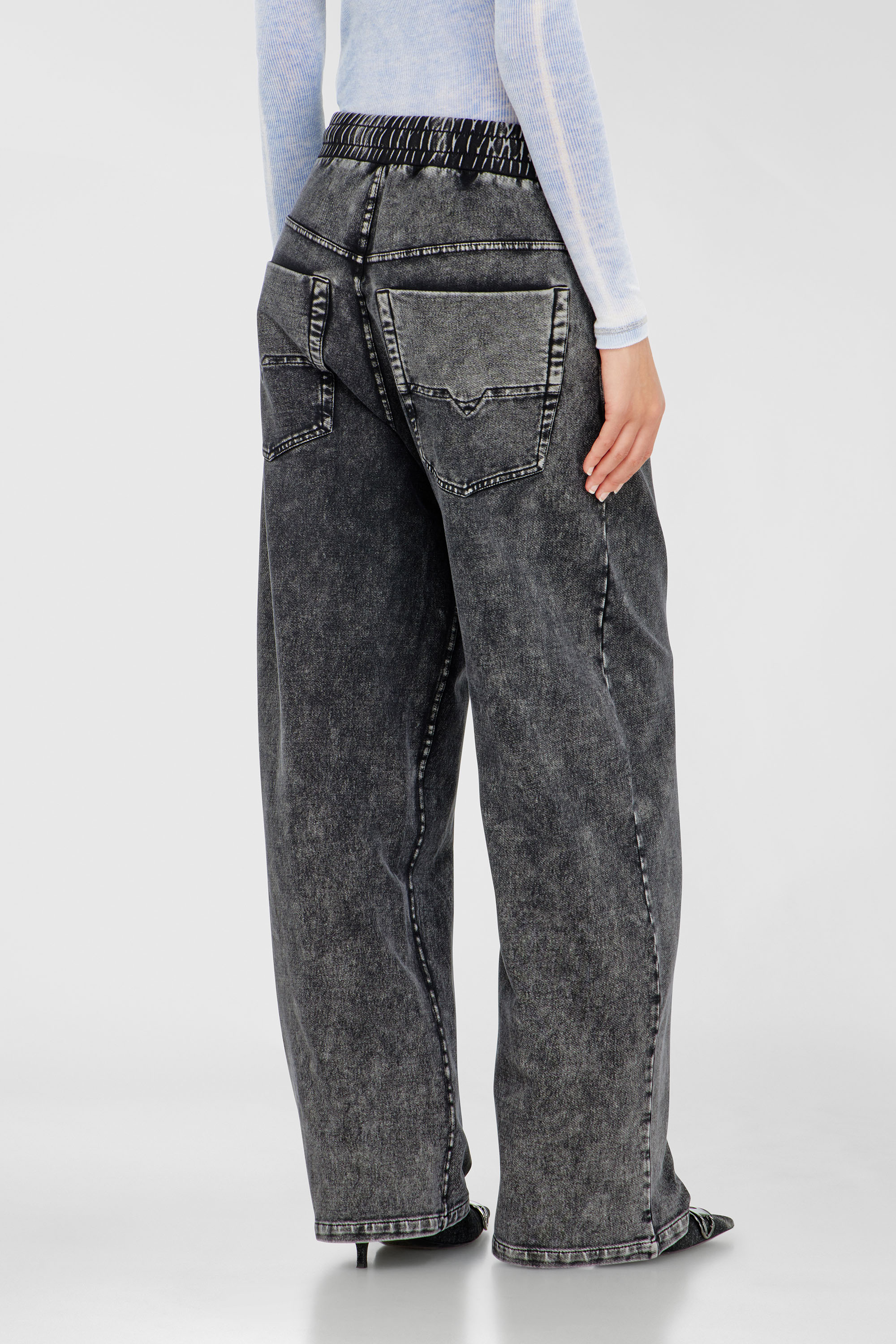 Diesel - P-STUKY, Woman's Sweatpants with denim effect in Dark grey - 4