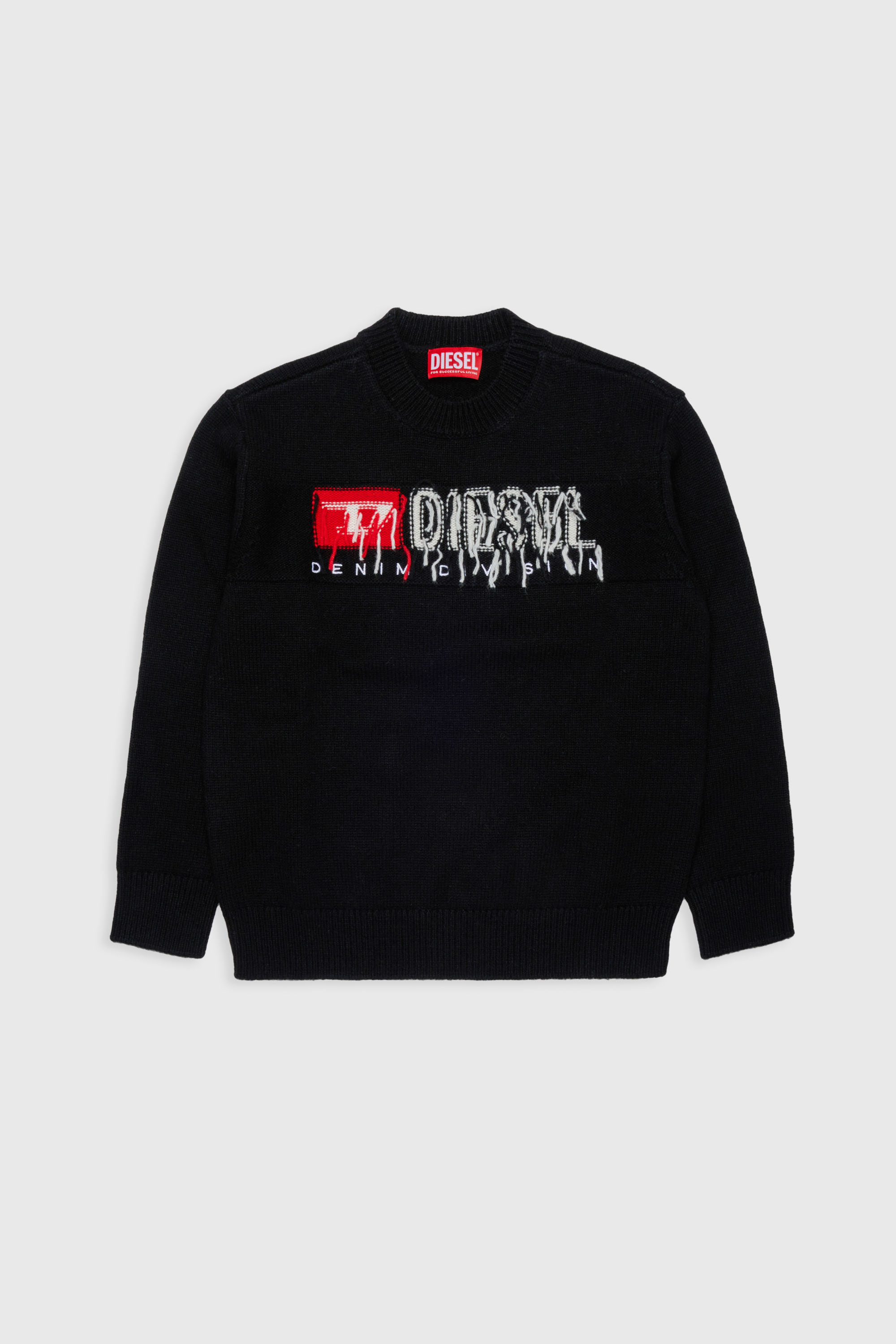 Diesel - KONZI OVER, Man's Cashmere-enriched jumper with destroyed logo in Black - 1